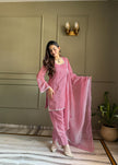 Stylish Straight Kurta Pant Set with Soft Net Dupatta.