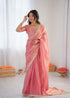 Elegant Peach Silk Saree with Golden Border.