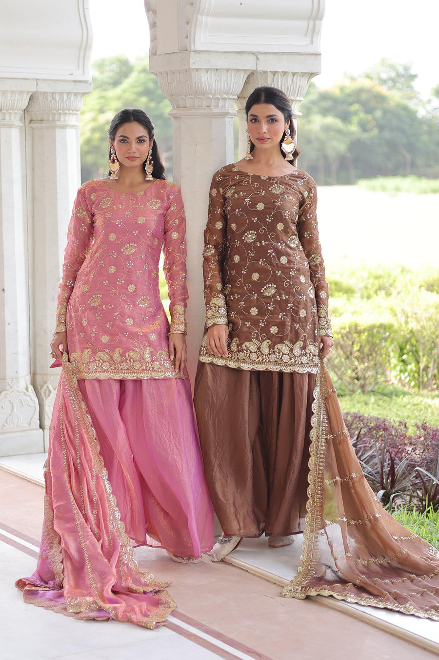 Elegant Embroidered Kurta Palazzo Set with Dupatta.