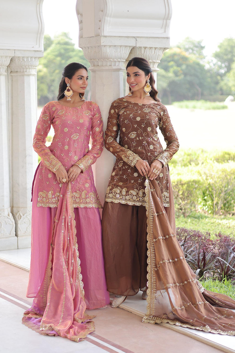 Elegant Embroidered Kurta Palazzo Set with Dupatta.
