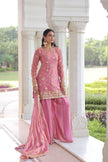 Elegant Embroidered Kurta Palazzo Set with Dupatta.