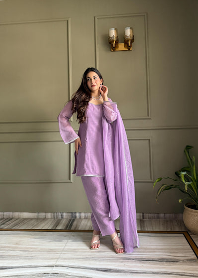 Stylish Straight Kurta Pant Set with Soft Net Dupatta.
