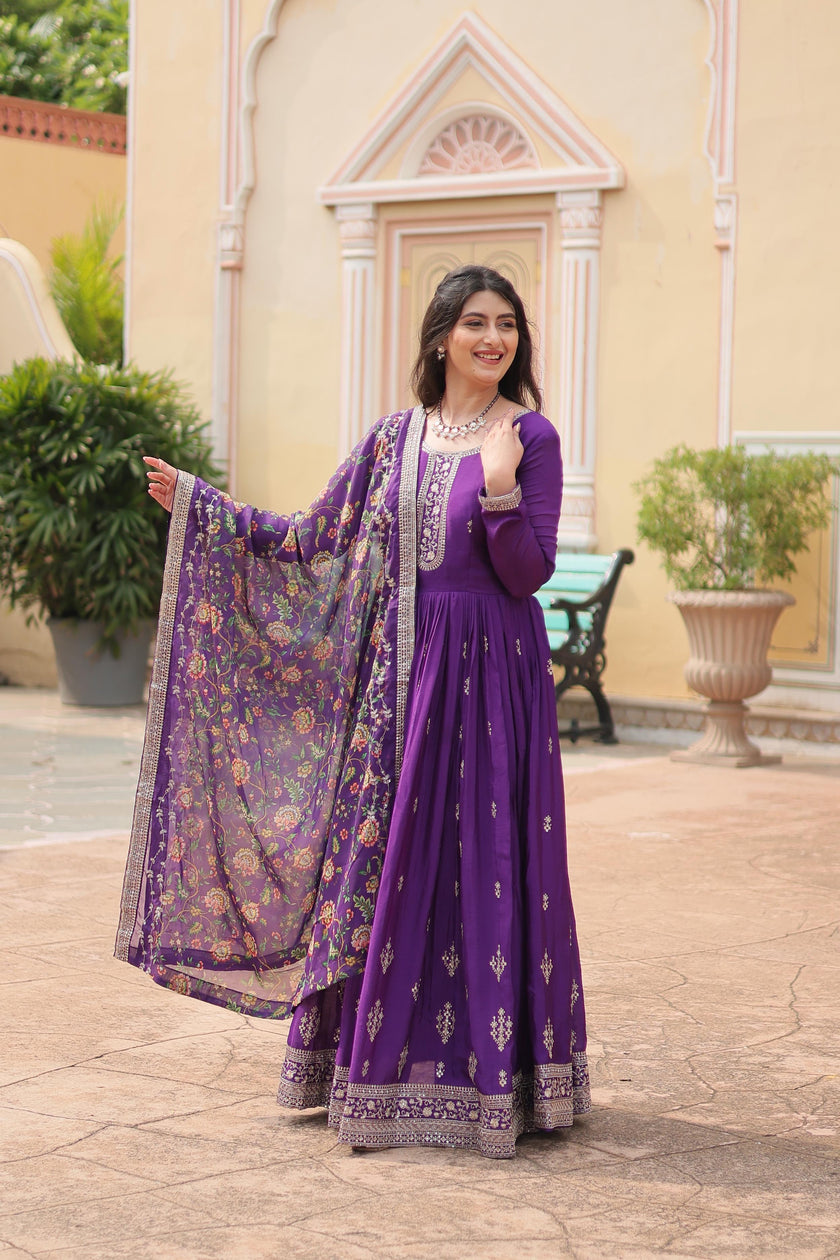 Women’s Festive Anarkali Suit Set with Dupatta.