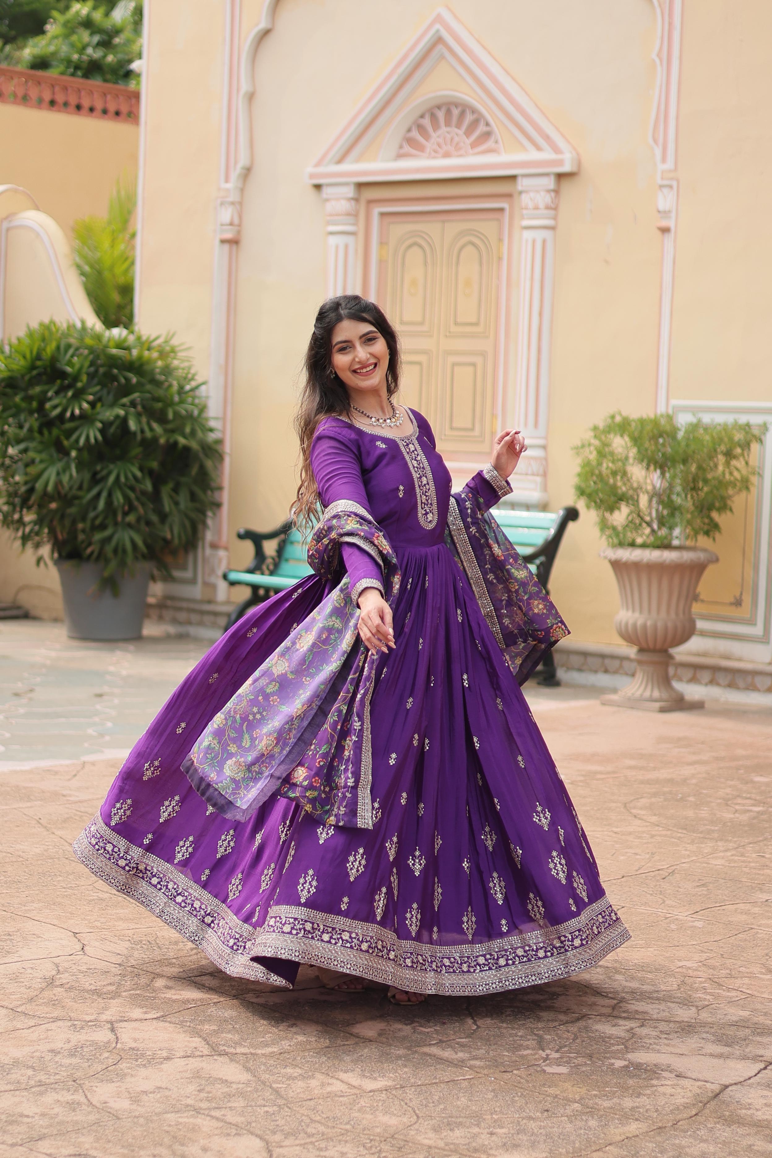 Women’s Festive Anarkali Suit Set with Dupatta.