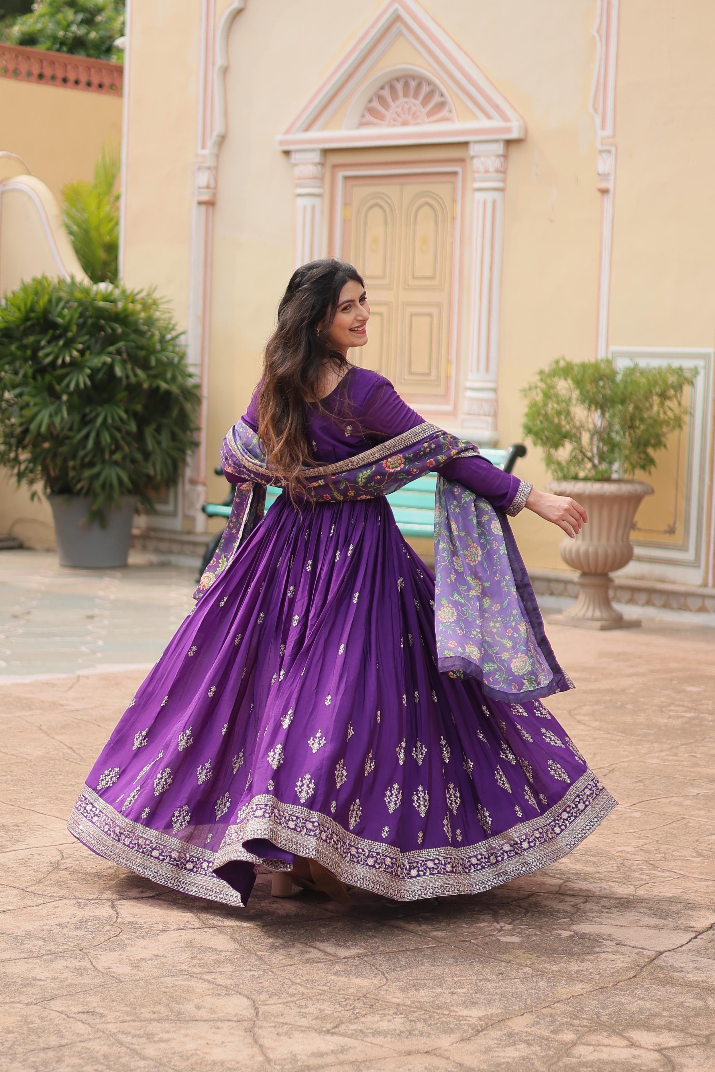 Women’s Festive Anarkali Suit Set with Dupatta.