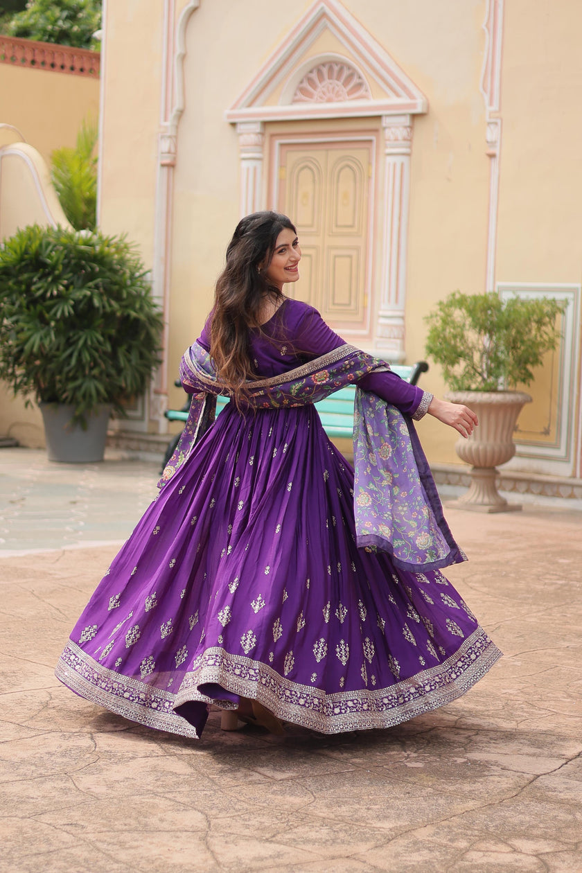 Women’s Festive Anarkali Suit Set with Dupatta.