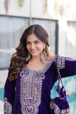 Royal Velvet Kurta Set with Heavy Embroidery.