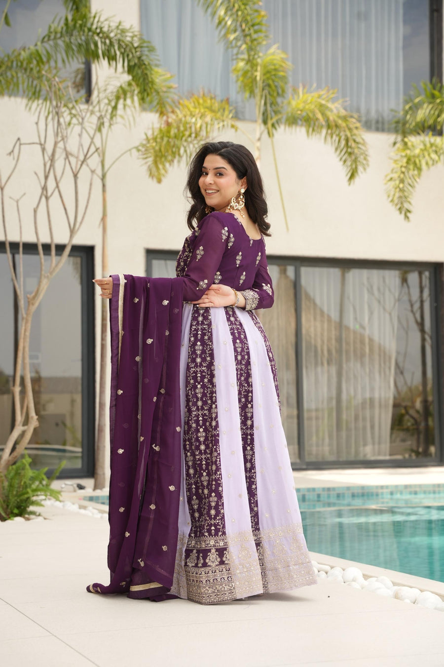 Designer Anarkali Kurta Set with Heavy Embroidery & Dupatta.