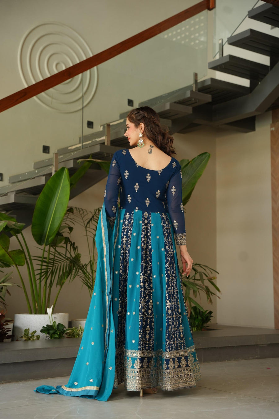 Designer Anarkali Kurta Set with Heavy Embroidery & Dupatta.