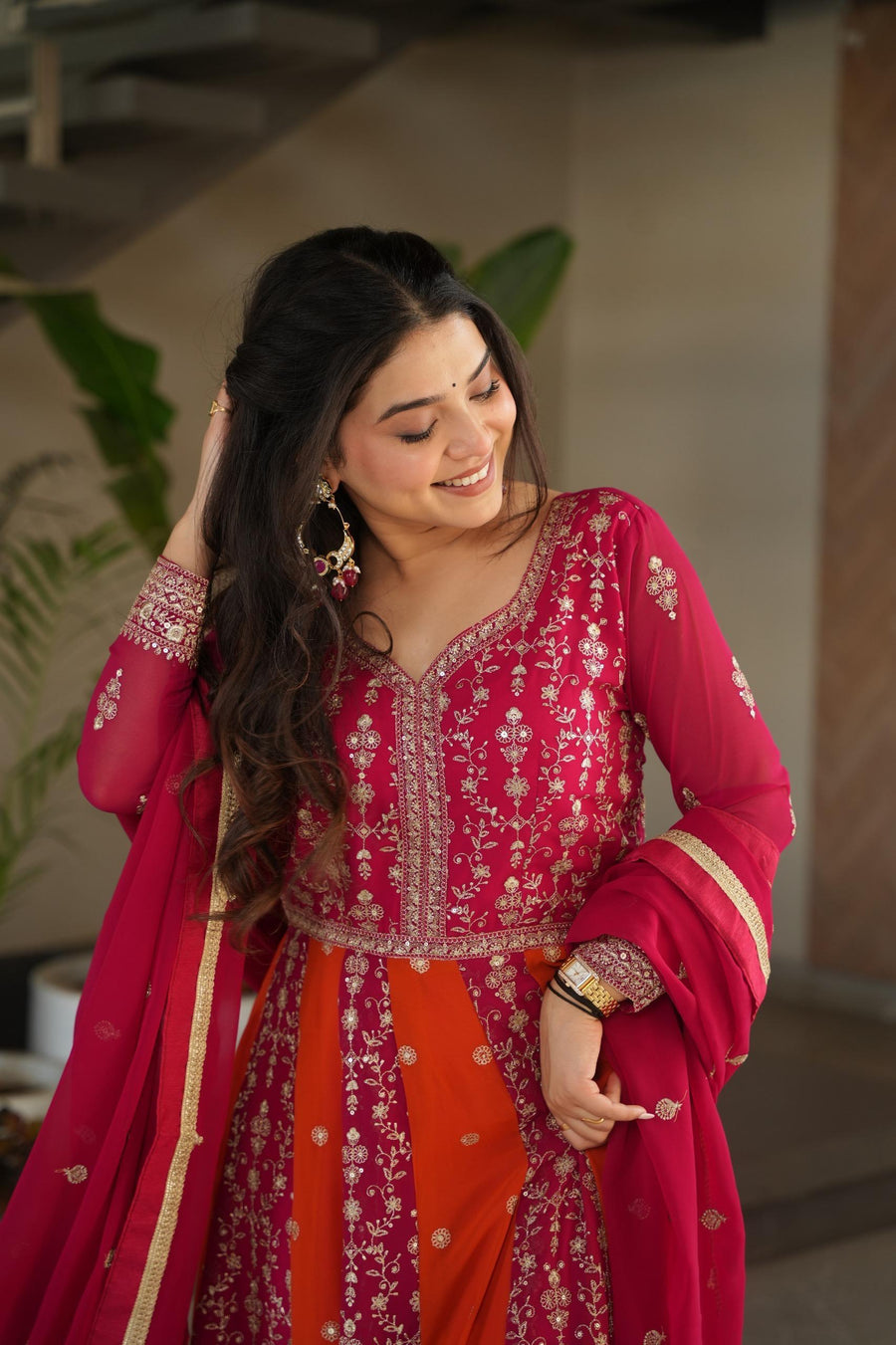 Designer Anarkali Kurta Set with Heavy Embroidery & Dupatta.