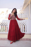 Elegant Anarkali Gown with Embroidered Yoke Design.