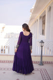 Elegant Anarkali Gown with Embroidered Yoke Design.