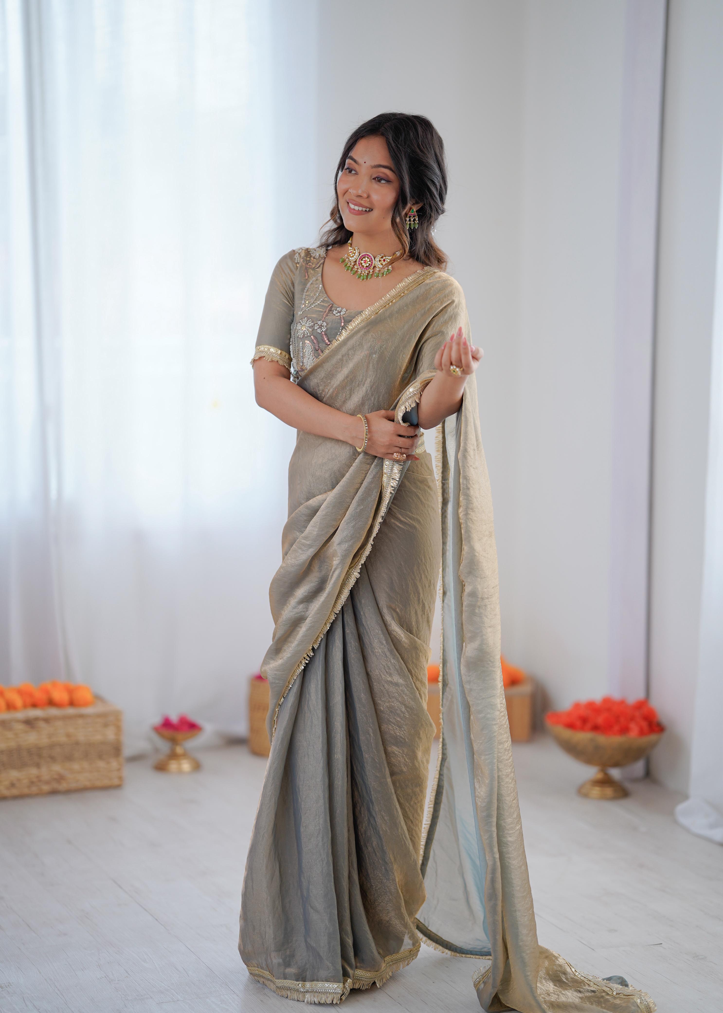 Graceful Party Wear Saree with Subtle Shine Finish.