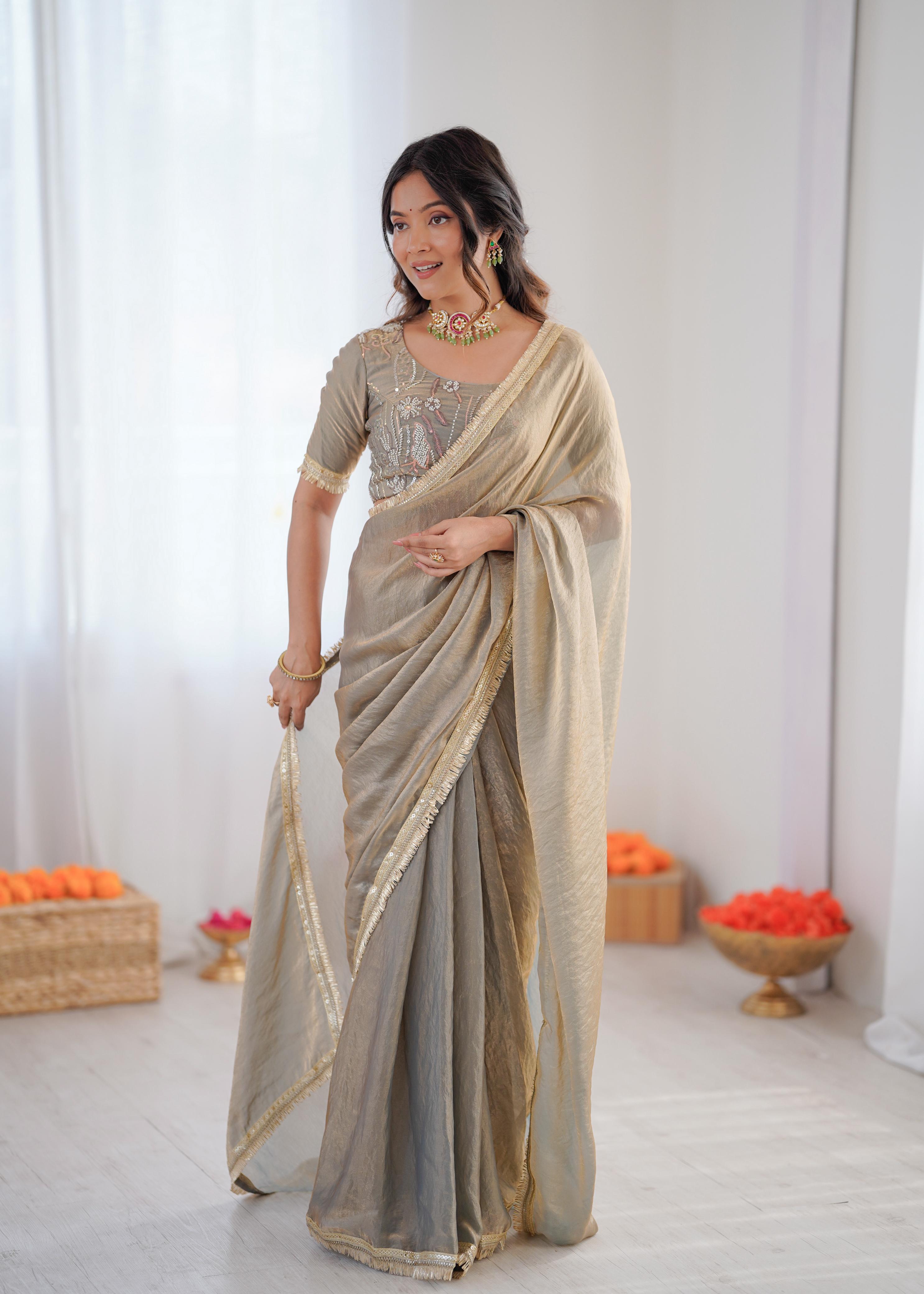 Graceful Party Wear Saree with Subtle Shine Finish.