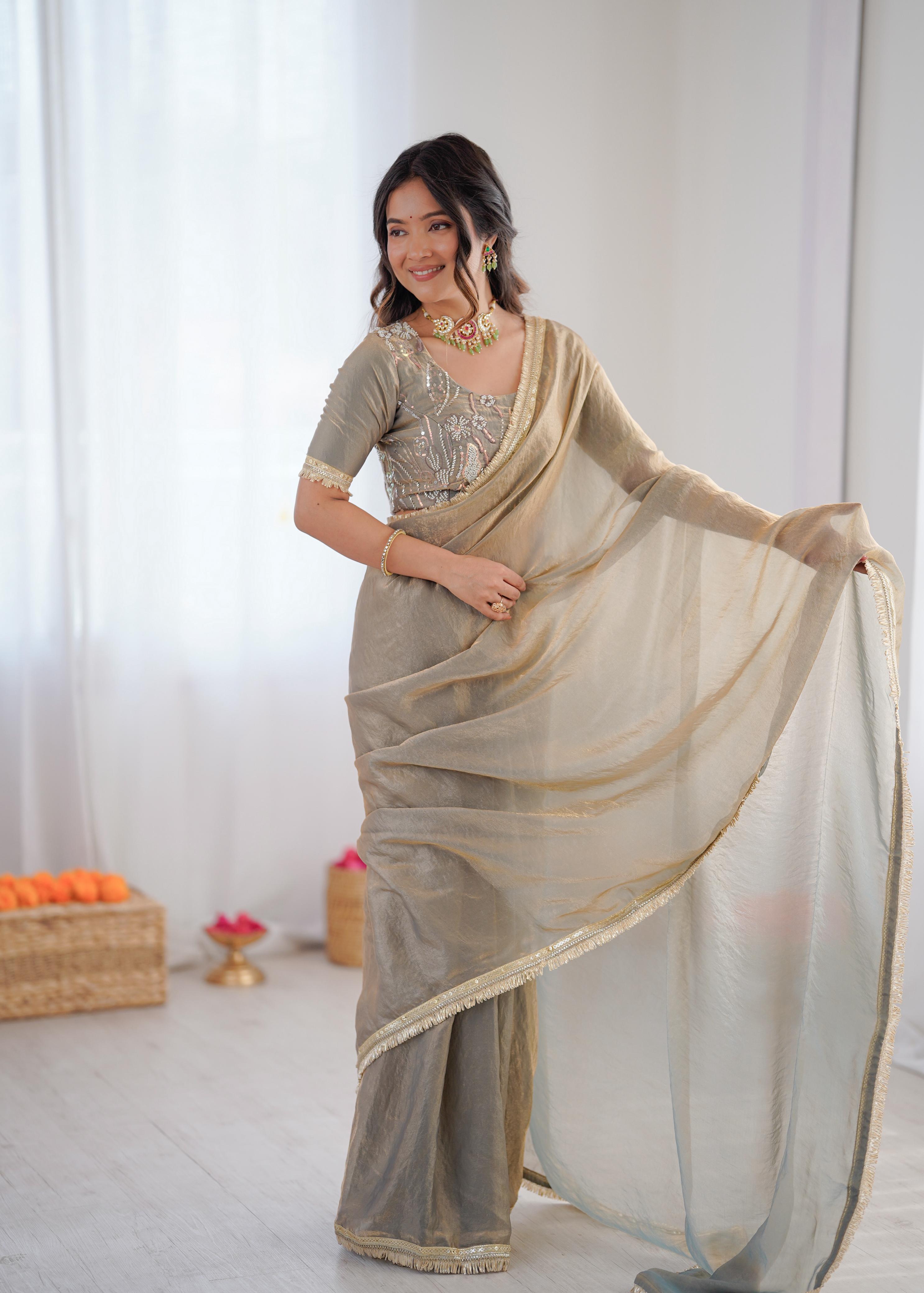 Graceful Party Wear Saree with Subtle Shine Finish.