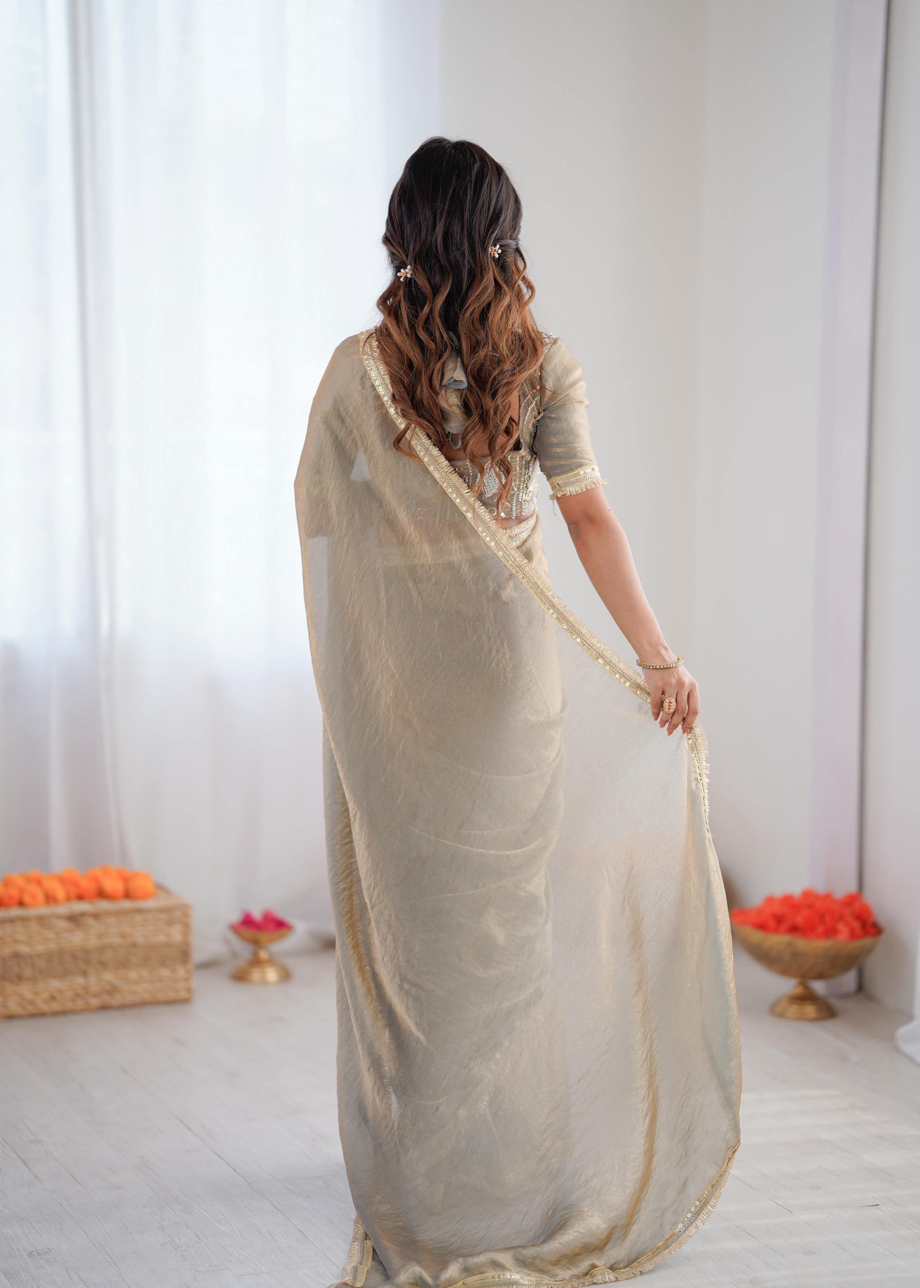 Graceful Party Wear Saree with Subtle Shine Finish.