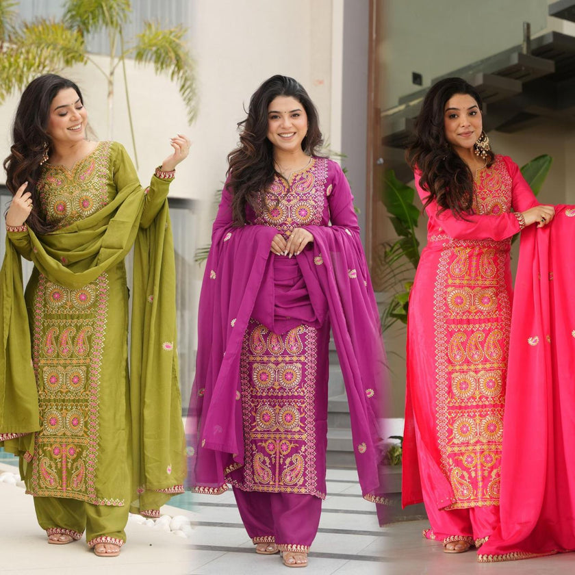 Traditional Punjabi Suit Set with Designer Dupatta.