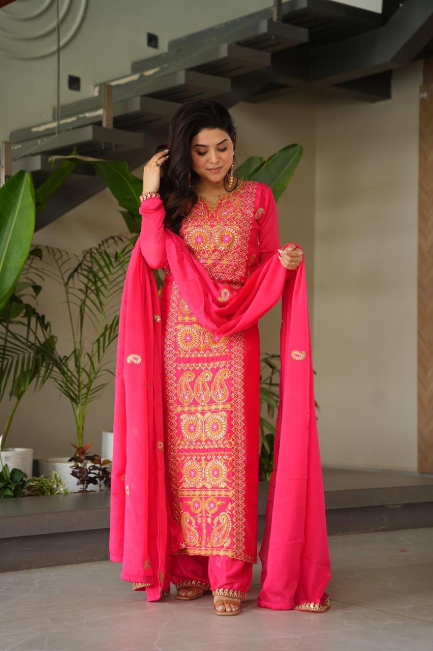 Traditional Punjabi Suit Set with Designer Dupatta.