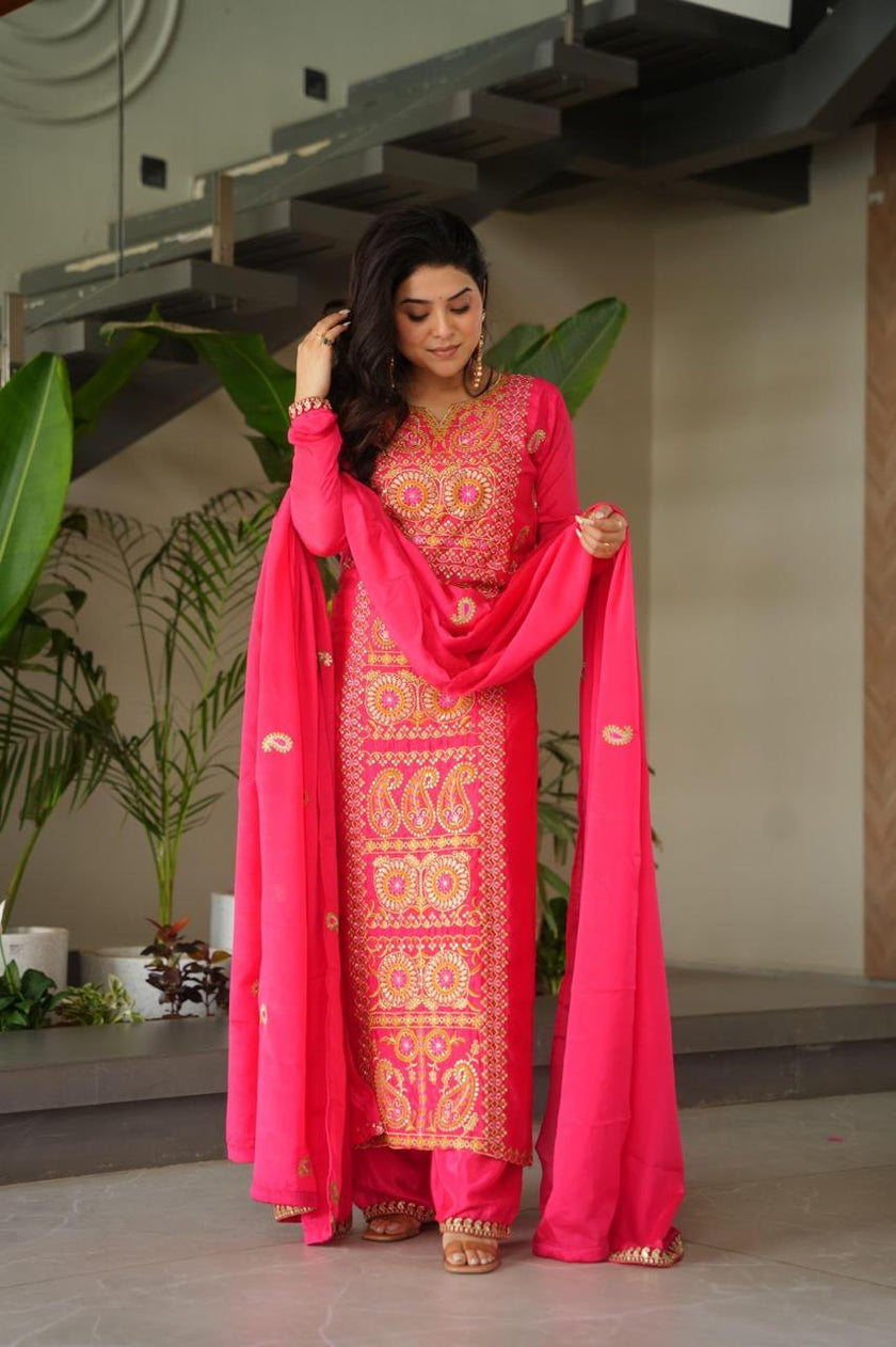 Traditional Punjabi Suit Set with Designer Dupatta.