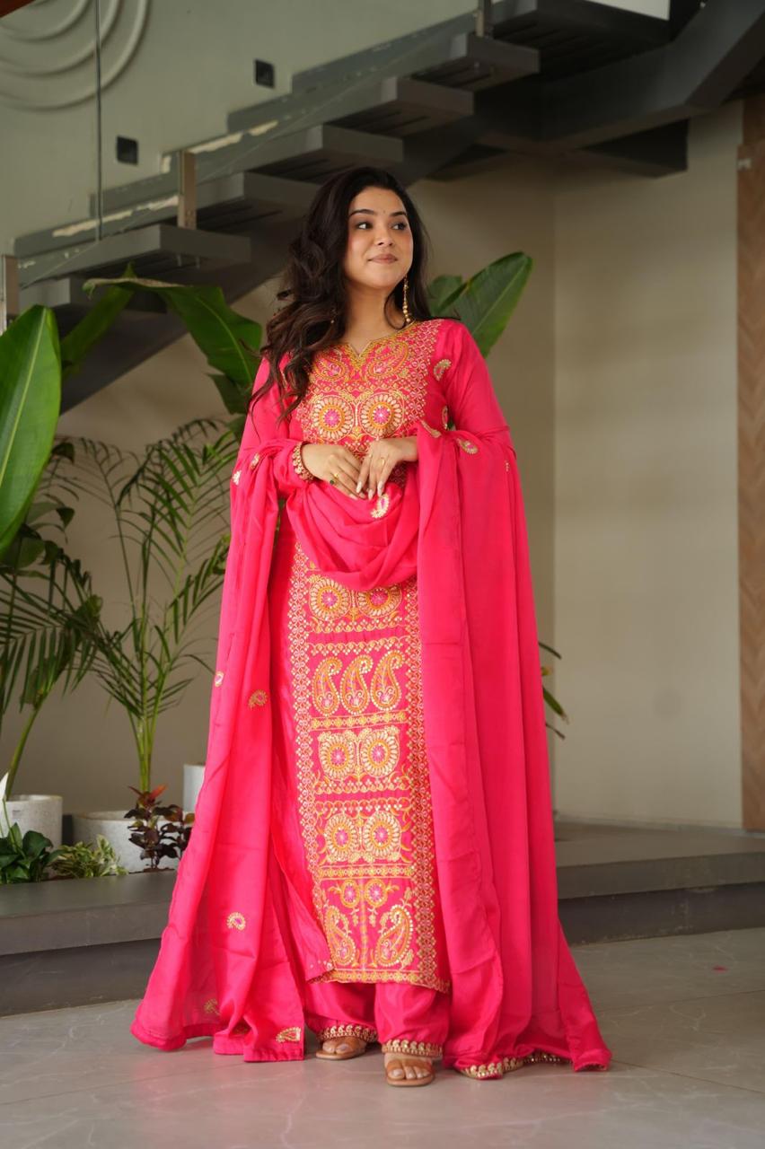 Traditional Punjabi Suit Set with Designer Dupatta.