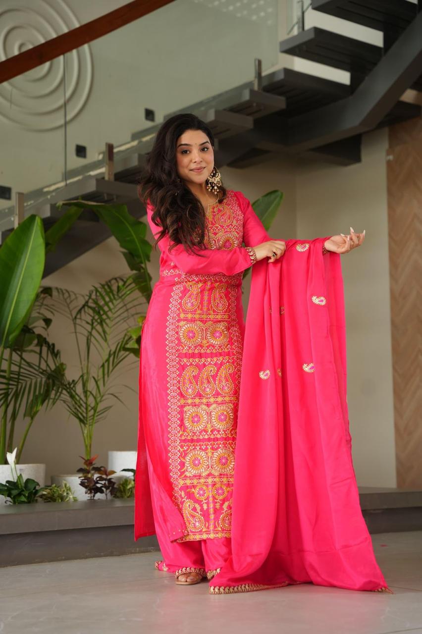 Traditional Punjabi Suit Set with Designer Dupatta.