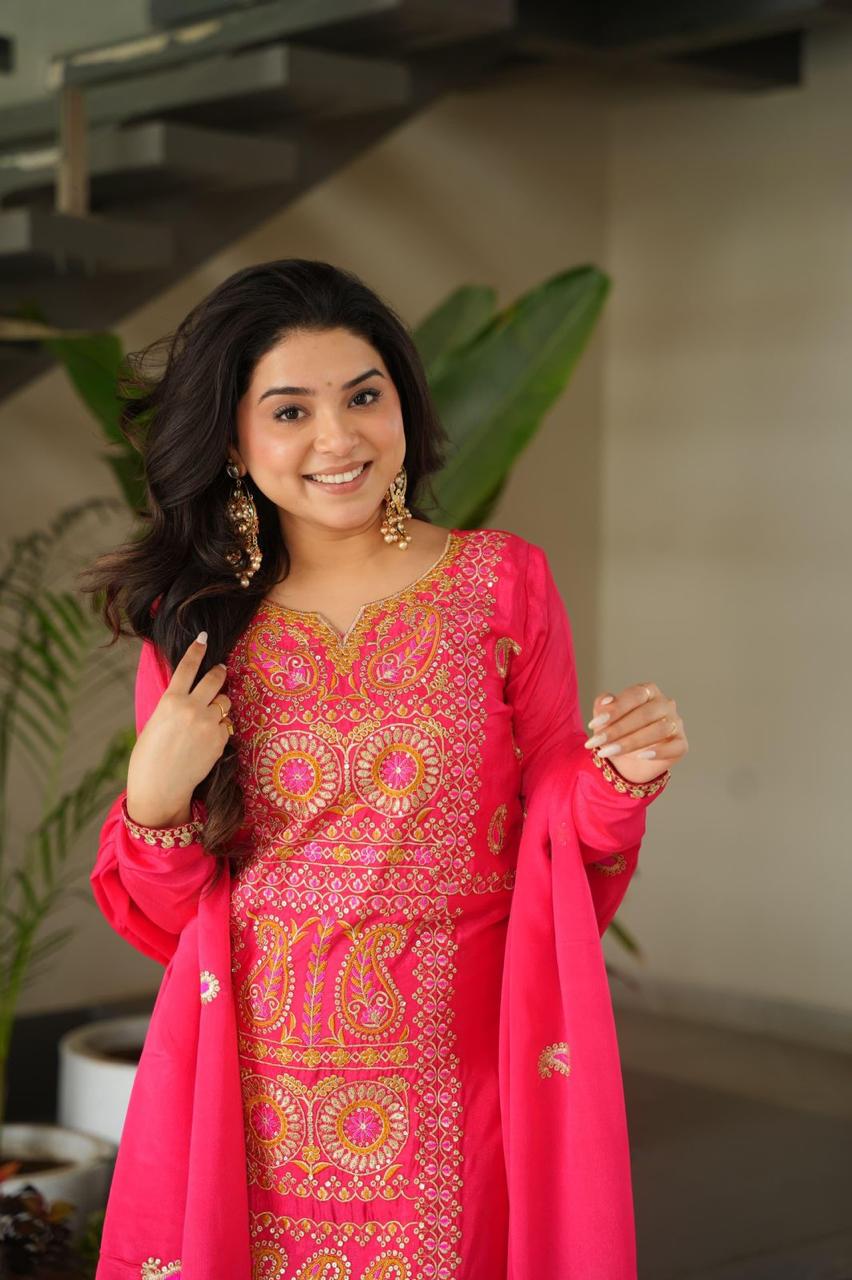 Traditional Punjabi Suit Set with Designer Dupatta.