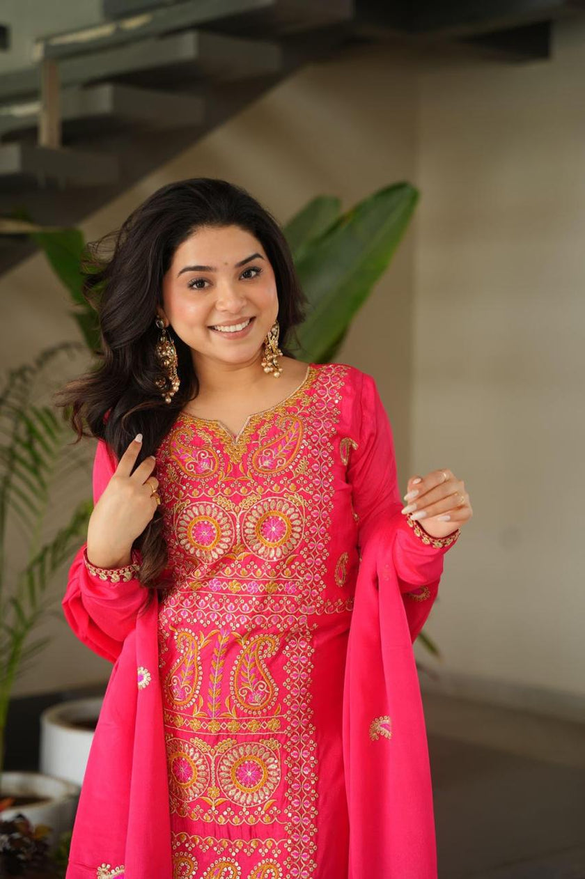 Traditional Punjabi Suit Set with Designer Dupatta.