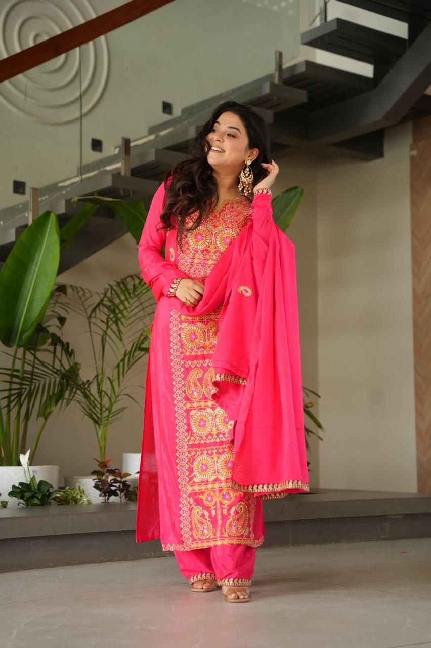 Traditional Punjabi Suit Set with Designer Dupatta.