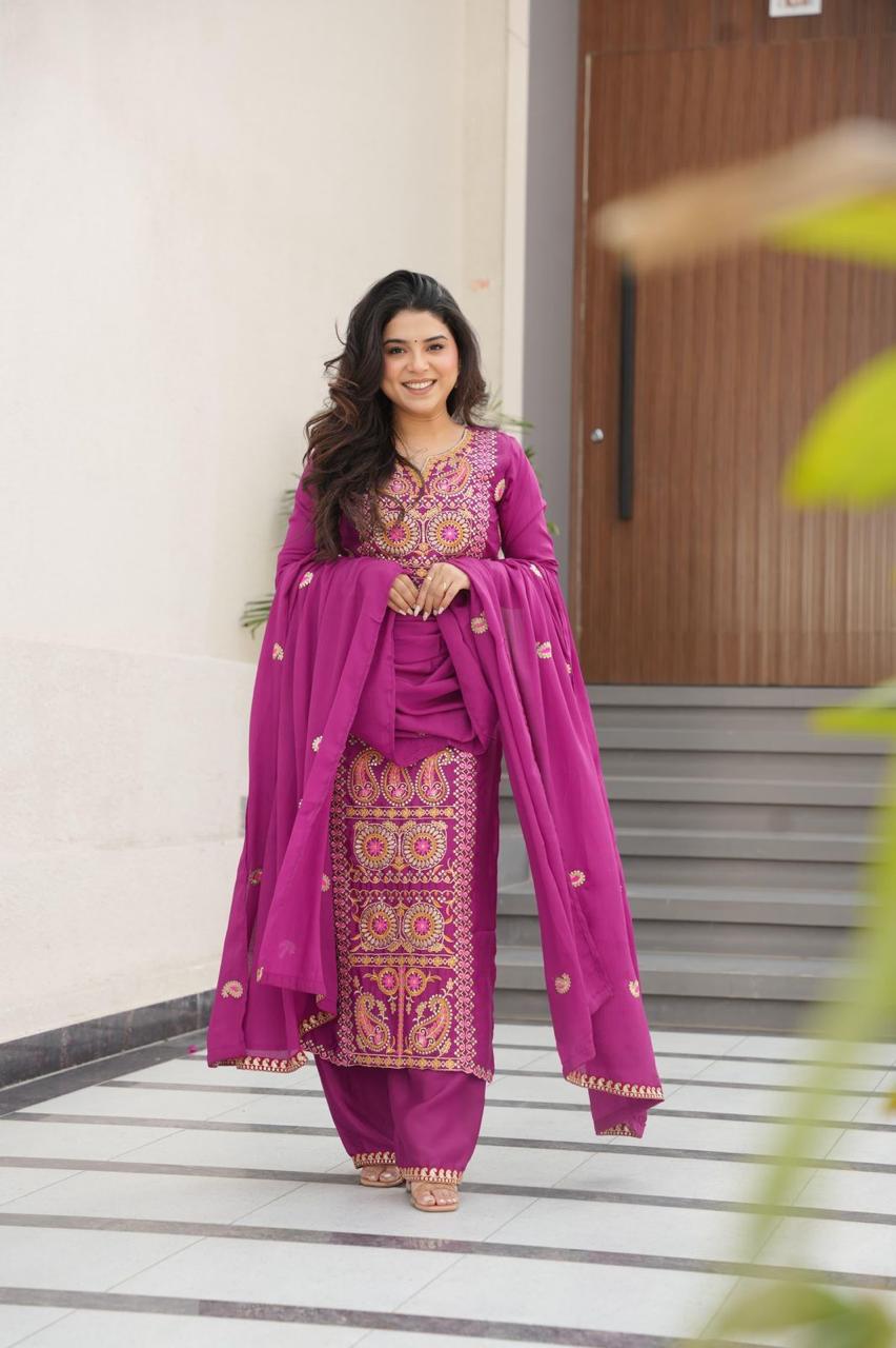 Traditional Punjabi Suit Set with Designer Dupatta.