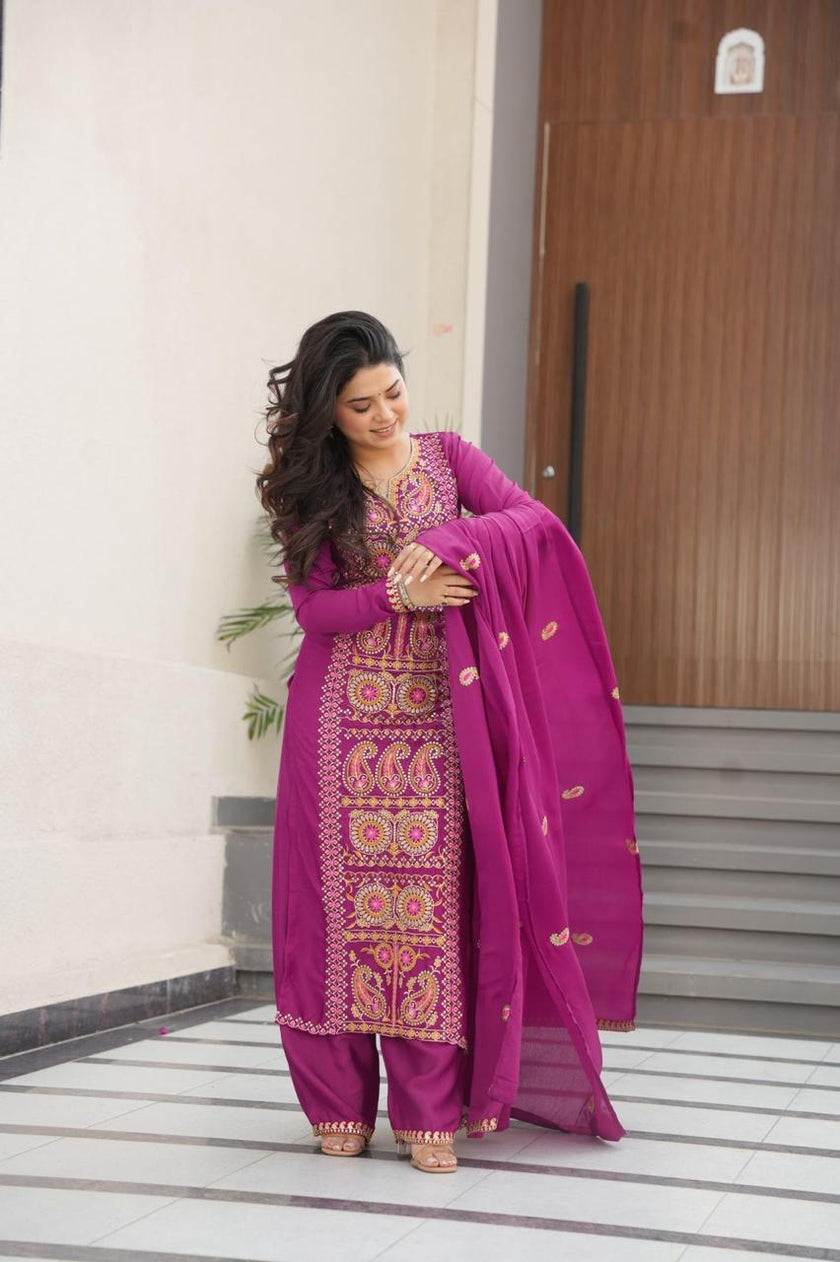 Traditional Punjabi Suit Set with Designer Dupatta.