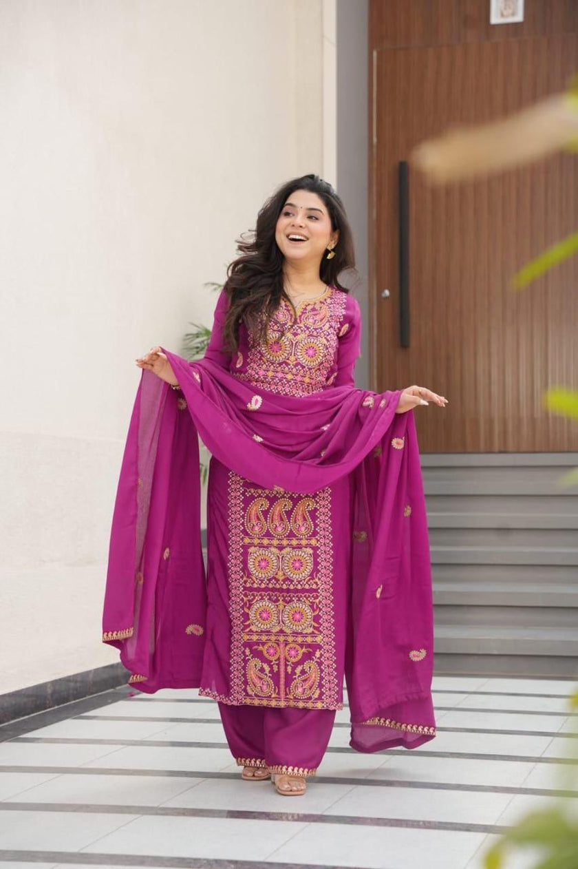 Traditional Punjabi Suit Set with Designer Dupatta.