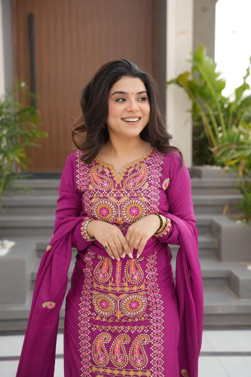 Traditional Punjabi Suit Set with Designer Dupatta.