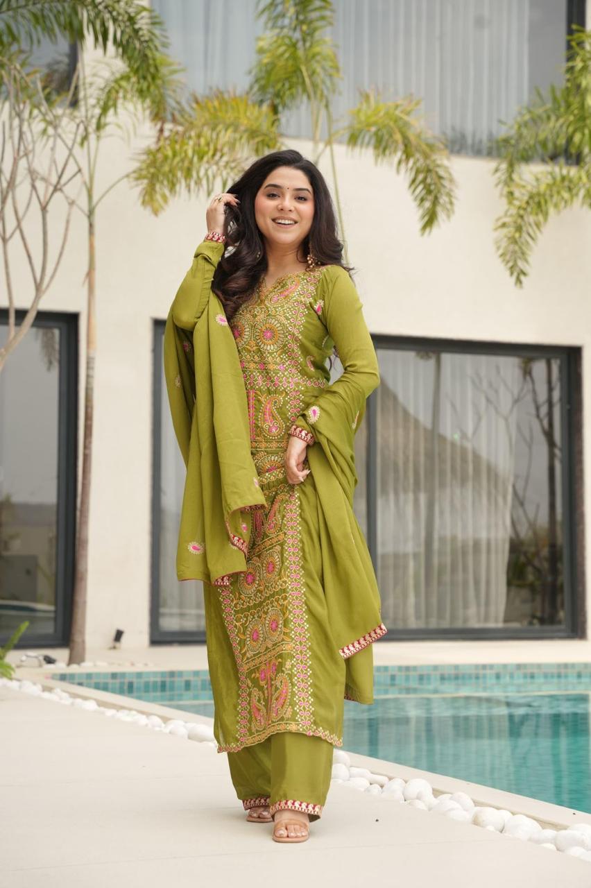 Traditional Punjabi Suit Set with Designer Dupatta.