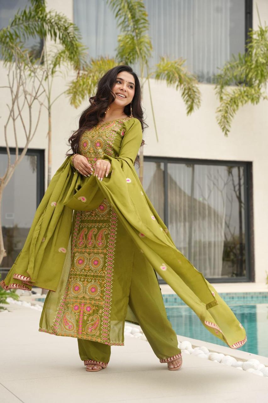 Traditional Punjabi Suit Set with Designer Dupatta.
