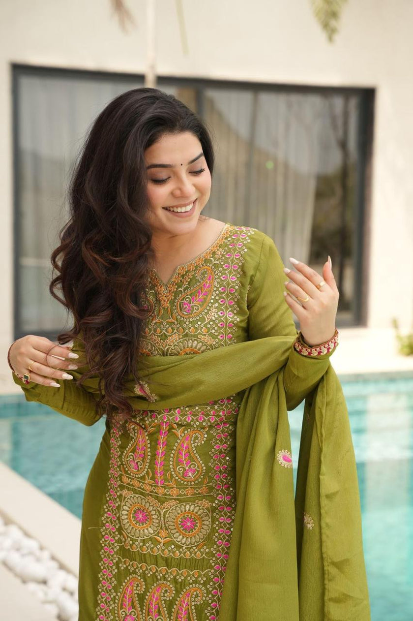 Traditional Punjabi Suit Set with Designer Dupatta.