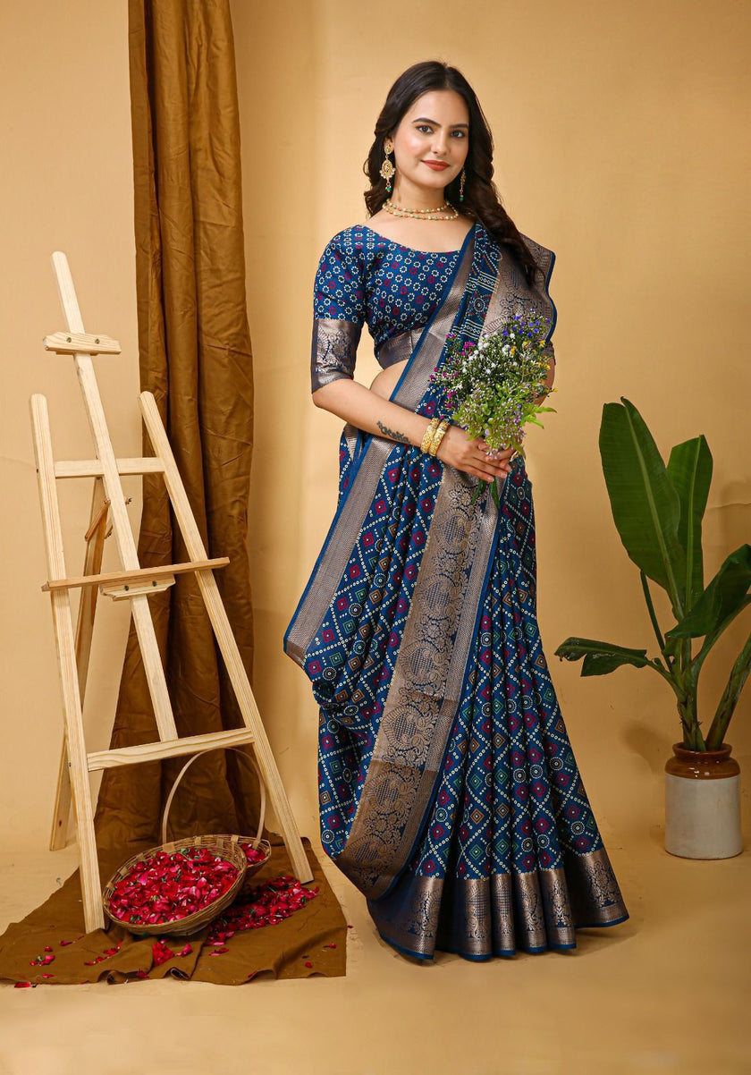 Premium Silk Saree with Floral Pallu Design.