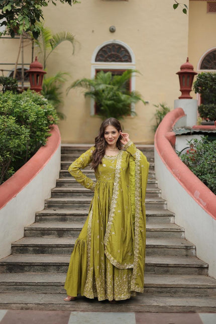 Royal Embroidered Anarkali Set Trio Collection.