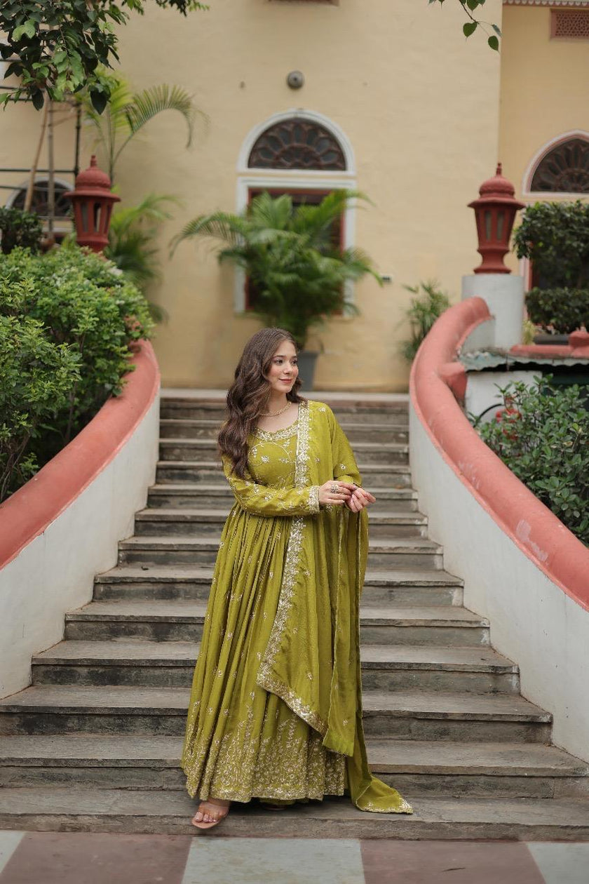 Royal Embroidered Anarkali Set Trio Collection.