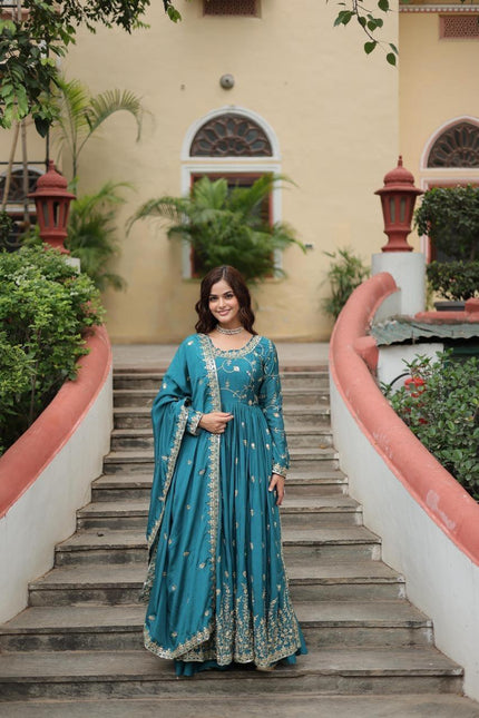 Royal Embroidered Anarkali Set Trio Collection.