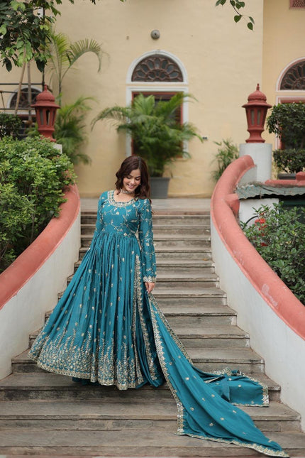 Royal Embroidered Anarkali Set Trio Collection.