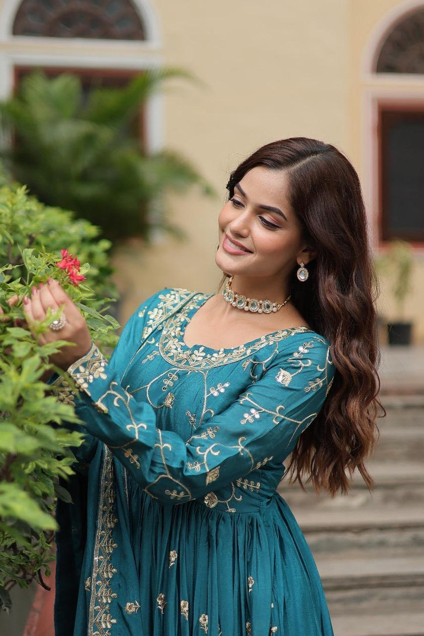 Royal Embroidered Anarkali Set Trio Collection.