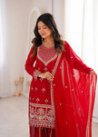 Designer Embroidered Kurta Palazzo Set with Dupatta.
