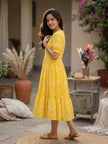 Women’s Checked Floral Print Casual Midi Dress.