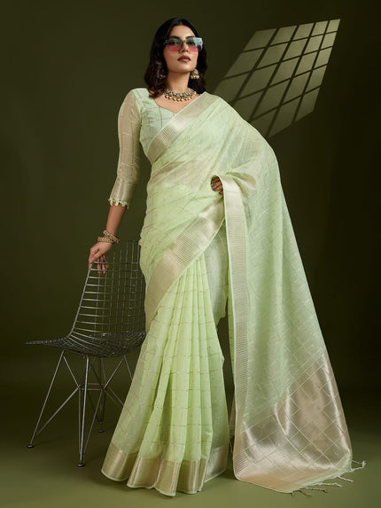 Woven Silk Saree with Rich Zari Border.
