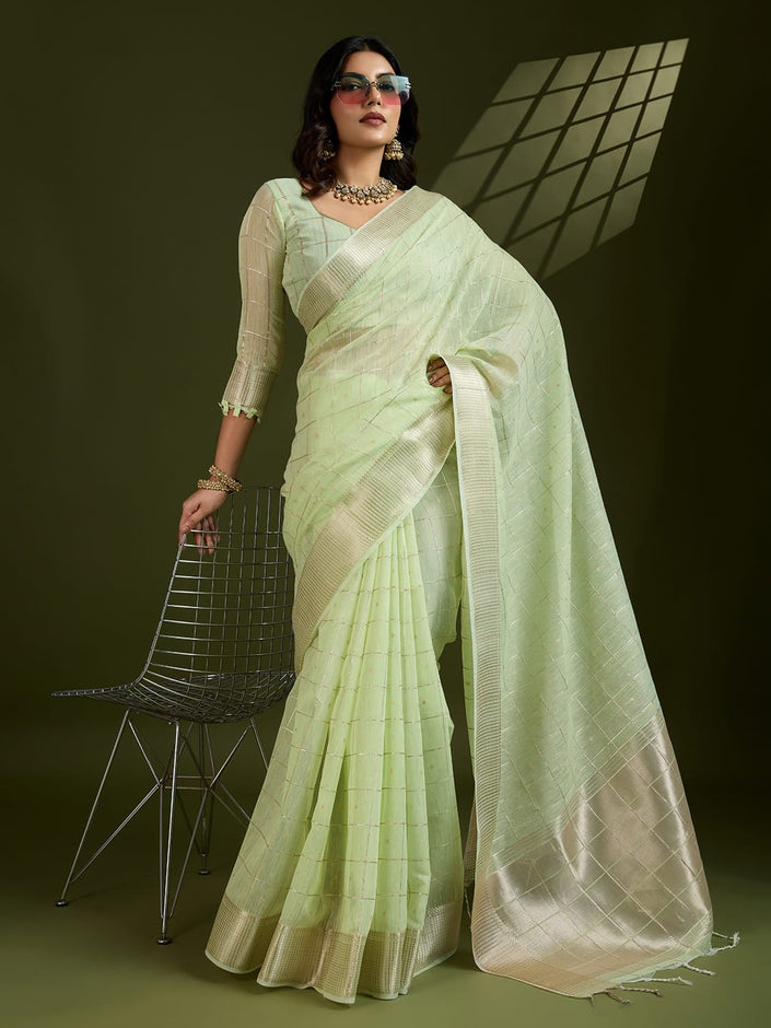 Woven Silk Saree with Rich Zari Border.