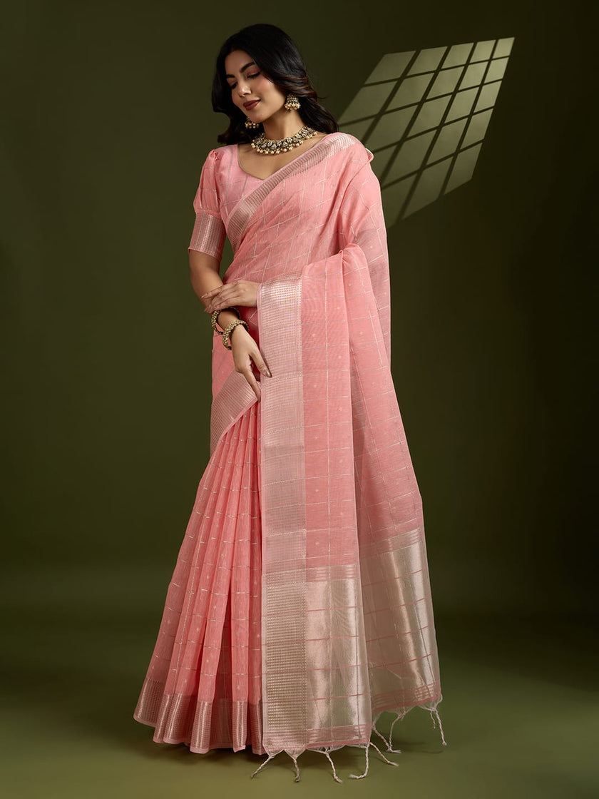 Woven Silk Saree with Rich Zari Border.