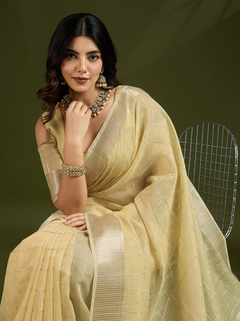 Woven Silk Saree with Rich Zari Border.