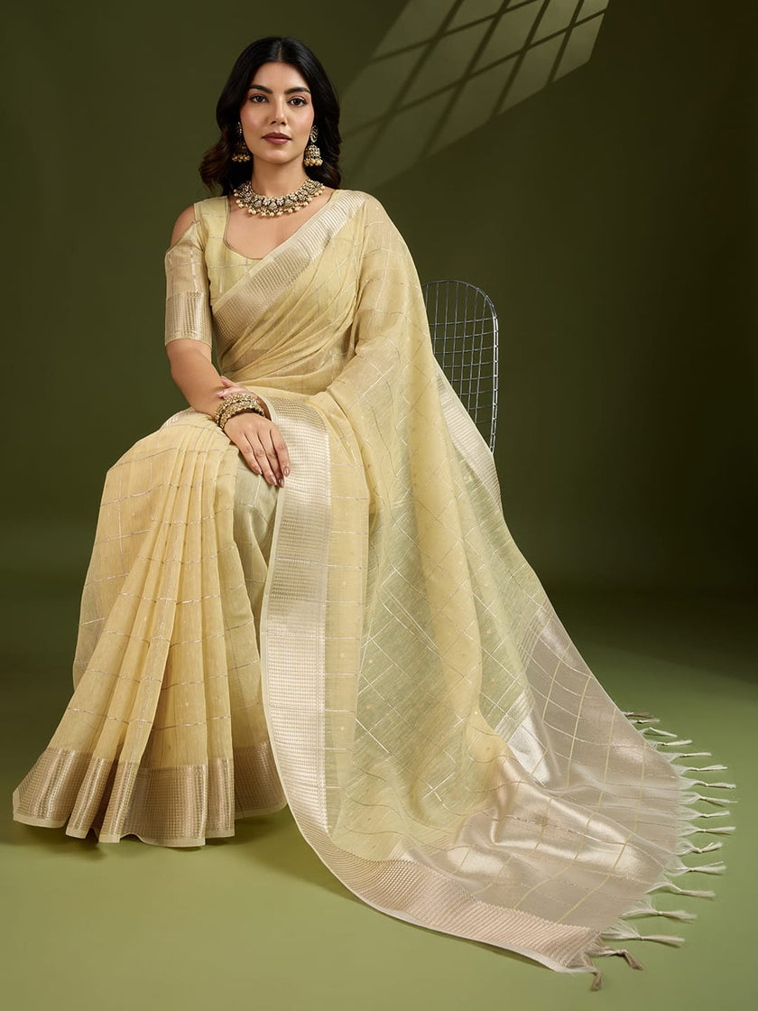 Woven Silk Saree with Rich Zari Border.