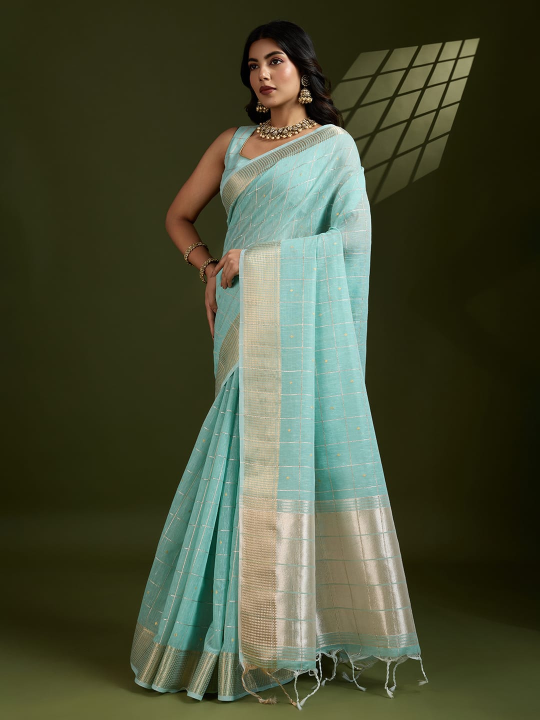 Woven Silk Saree with Rich Zari Border.