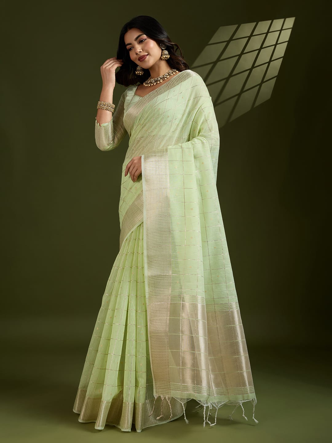 Woven Silk Saree with Rich Zari Border.